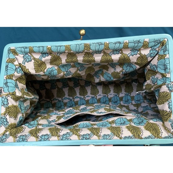 Tiffany Blue Tweed Wool Hand Bag Shoulder Frame Purse Made In India - Picture 7 of 11